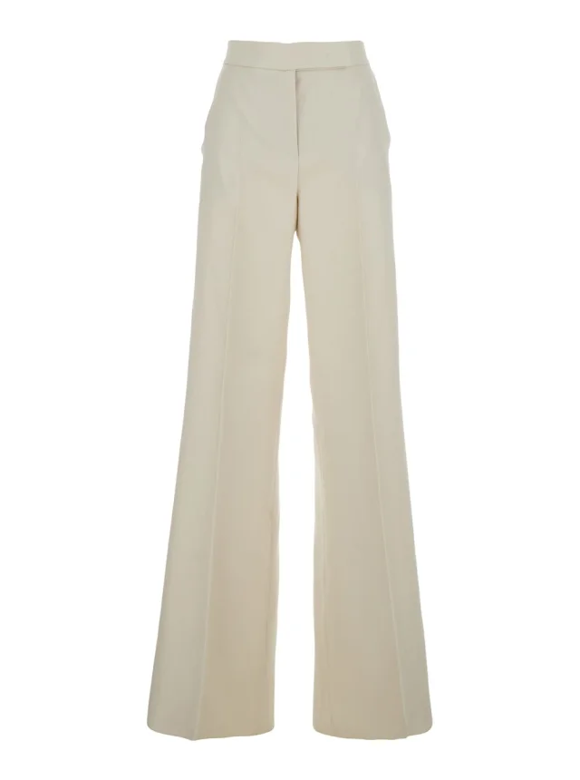 Max mara Beige High-Waisted Linen Pants for Women in Beige 100% Linen, image 1 of 1 from Gaudenzi Boutique
