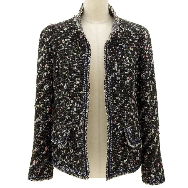Chanel 2004 Tweed CC Mark Button Jacket #36 Navy/Multi in Navy Tweed from VINTAGE QOO TOKYO