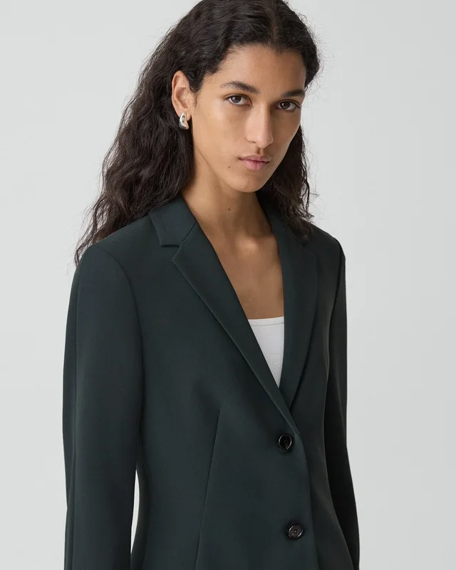 Theory Fitted Blazer in Admiral Crepe in RICH GREEN, photo 13 of 16 from Theory