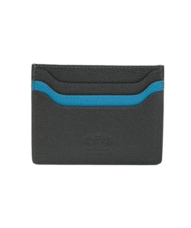 Tod's Leather Wallet Card Holdert in Navy Blue and Aqua Blue in Navy Leather from Luxury Promise