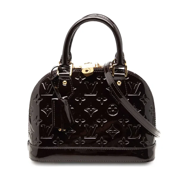 Purple Louis Vuitton Monogram Vernis Alma BB Satchel in Purple Leather from Designer Revival