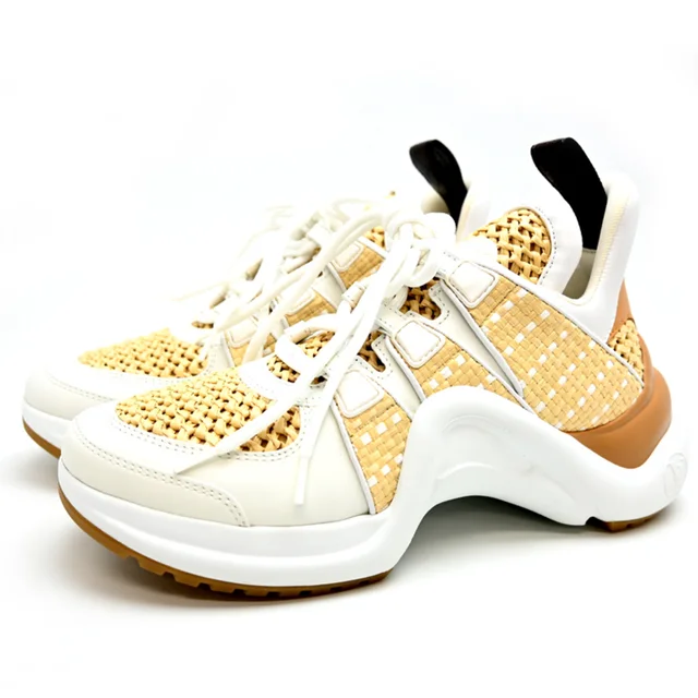 Louis Vuitton Arclight Line Sneakers #38 (Japan size approx. 24.0cm) Women's Raffia in White/Beige in Beige/White Raffia from Elady
