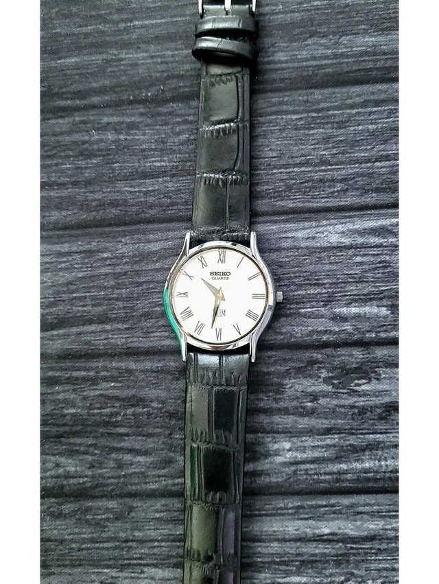 Seiko Vintage Seko Slim Roman Dial Slv Blk Mens Round Watch in black|white from Poshmark