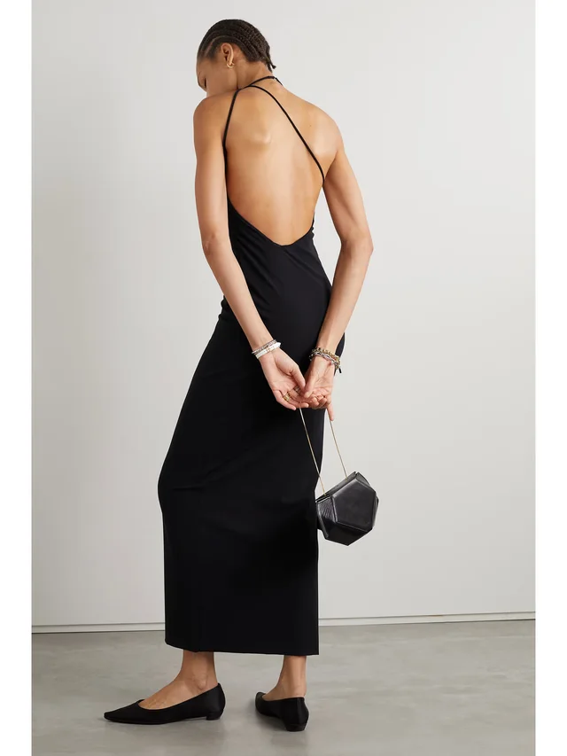 THE ROW Coralia open-back stretch-jersey maxi halterneck dress in Black, photo 2 of 2 from NET-A-PORTER (Canada)
