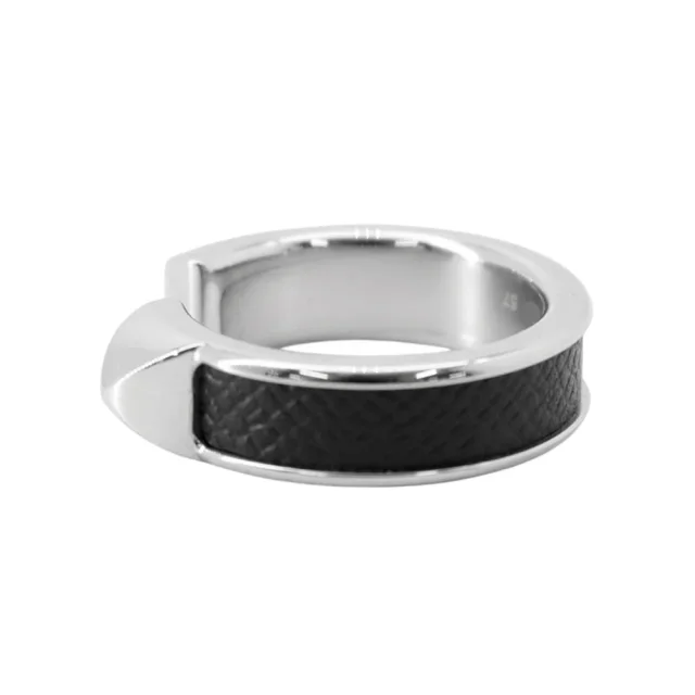 Hermès Athena Ring Size 57 Black Veau Madame Metal in Black Calfskin from GALLERY RARE, photo 2 of 9