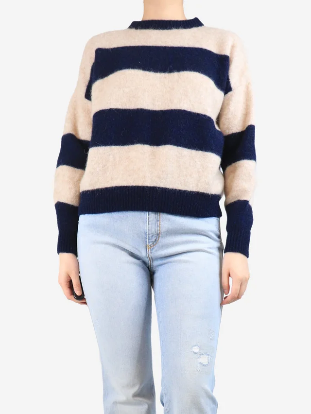 Max Mara Neutral and navy striped jumper in Navy from Sign of the Times