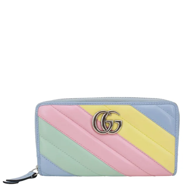 Gucci GG Marmont Matelasse Calfskin Leather Zip Around Wallet Pastel Multicolor in Multicolor Calfskin from Dallas Designer Handbags