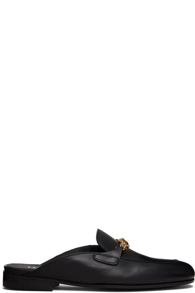 Black Medusa Leather Loafers