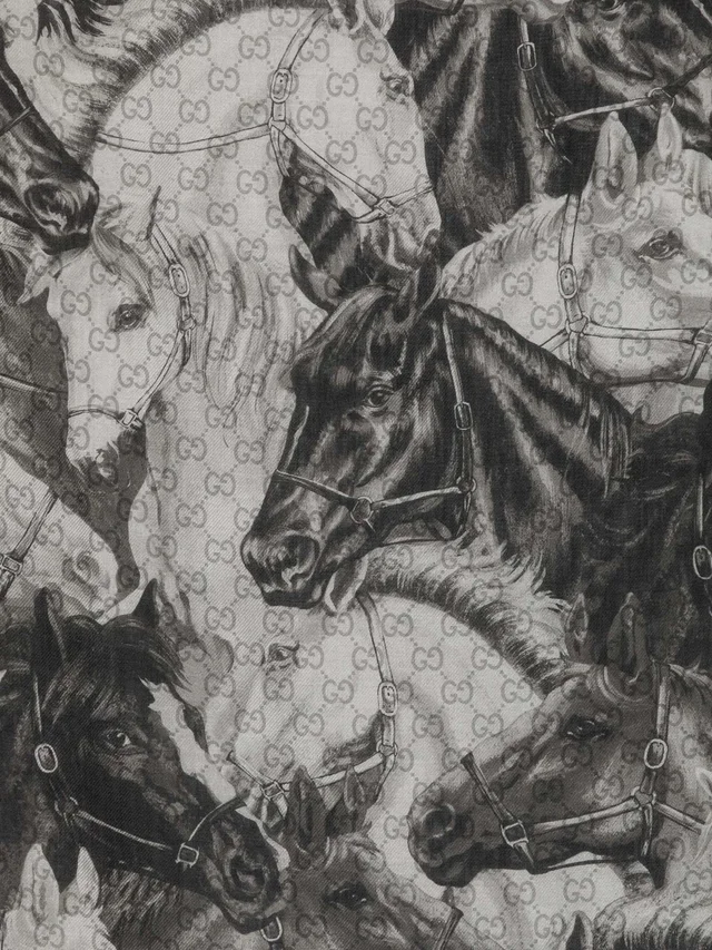 Gucci GG Supreme Horse-print Scarf, photo 3 of 3 from SENSER