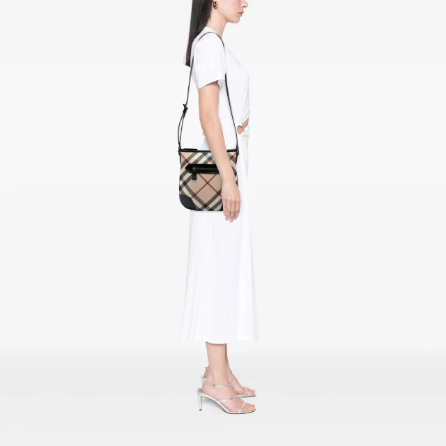 Beige Burberry Supernova Check Coated Canvas Dryden Crossbody in Beige Coated canvas from Designer Revival, photo 5 of 6