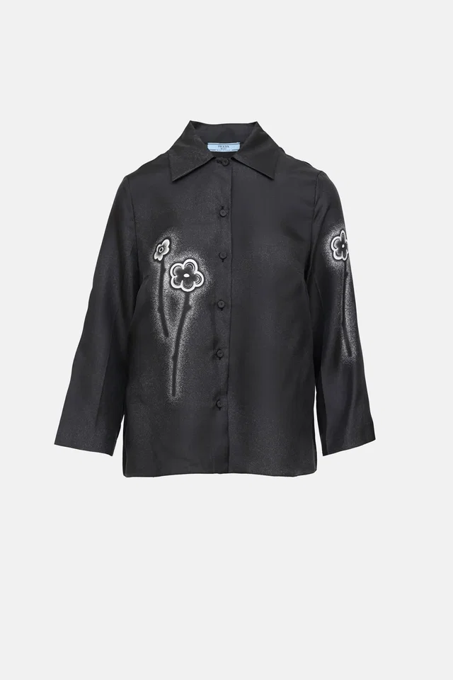 Prada FW 2012 Silk Floral Button Up Shirt in Silk from VSP Consignment