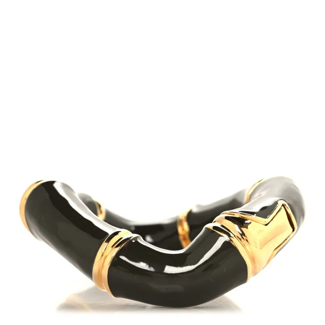 Gucci Brass Enamel Bamboo Cuff Bracelet Gold Grey in Grey from FASHIONPHILE, photo 3 of 4