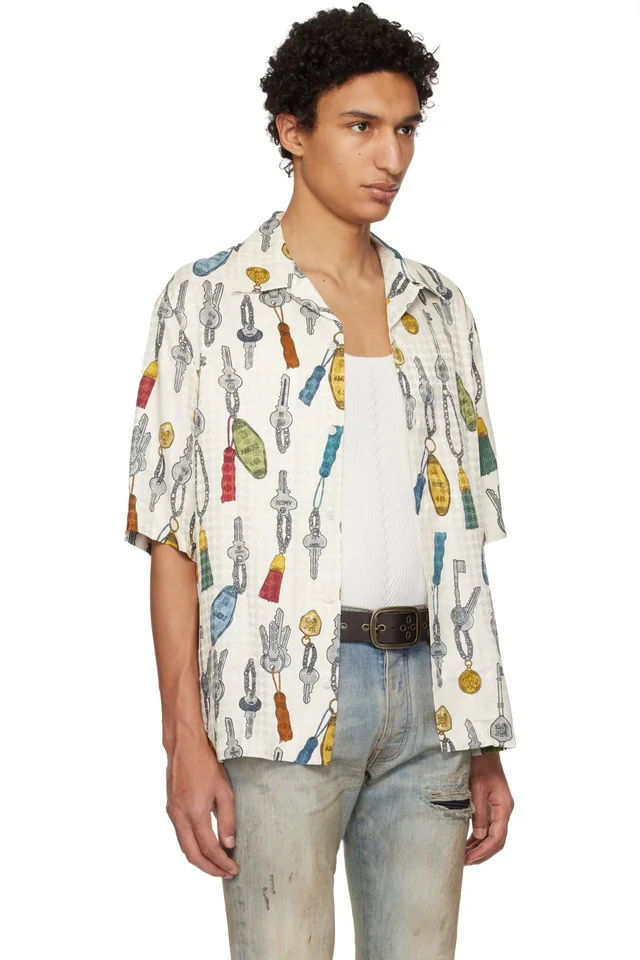 AMIRI Off-White Keys Camp Shirt, photo 2 of 4 from SSENSE