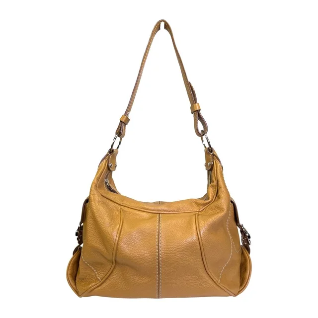 Tod's Pebbled Leather Large Hobo Shoulder Bag Tan Brown Made In Italy in neutral|brown|silver|gray|red Leather from Poshmark