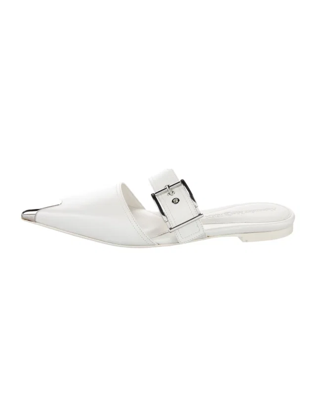 Alexander McQueen Leather Mules in white Leather from The RealReal