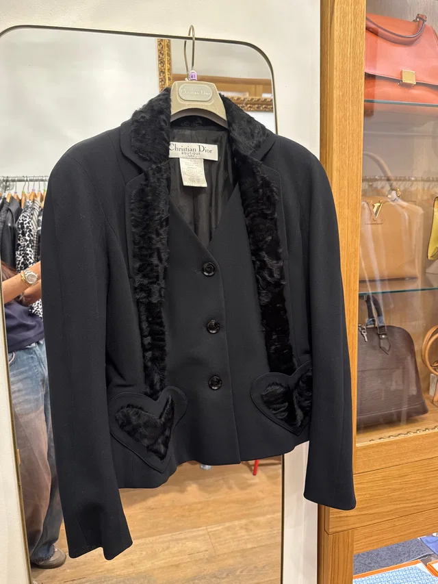 Dior Black Heart Fur Bar Jacket in Black from Luxury Promise