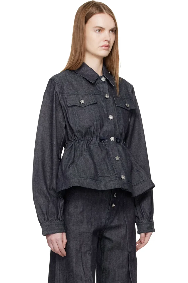 Cecilie Bahnsen Navy CBcandida Denim Jacket, photo 2 of 4 from SSENSE