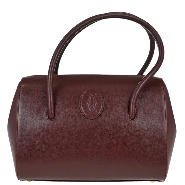 Must de Cartier Burgundy Leather Handbag in Burgundy Leather from AMORE Vintage Tokyo