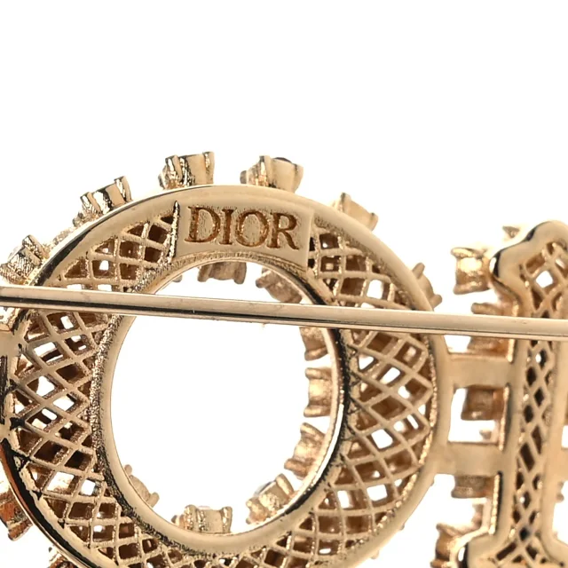 Dior Metal Crystal Brooch Gold in Gold from FASHIONPHILE, photo 3 of 3