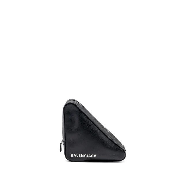 Balenciaga triangle zip clutch calfskin black SHW in Black Calfskin from EMIER