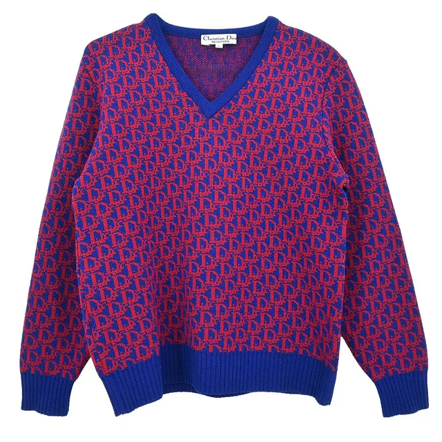 Dior Trotter Sweater Blue #L in Blue Wool from AMORE Vintage Tokyo