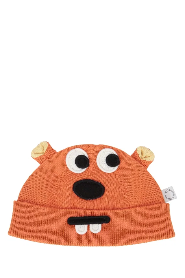 Stella McCartney Hat Character-Face Knit Winter — Orange Cotton Wool in Orange Wool from HEWI