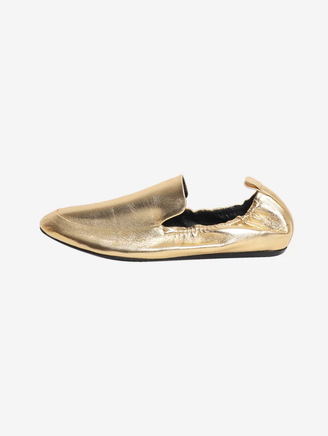 Lanvin Gold metallic elasticated loafers - size EU 39 in Gold Leather from Sign of the Times