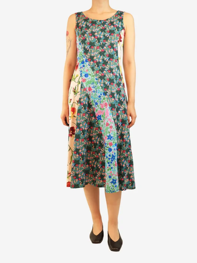 Max Mara Green sleeveless floral midi dress - size S in Green from Sign of the Times