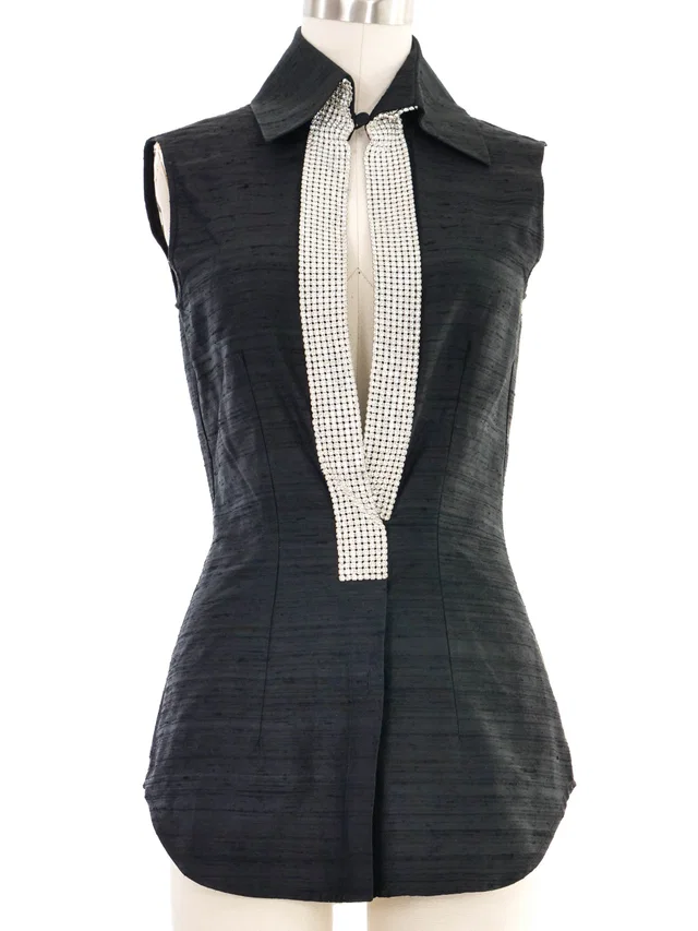 2000 Dolce & Gabbana Crystal Trimmed Sleeveless Tunic in Silk from Arcade Vintage