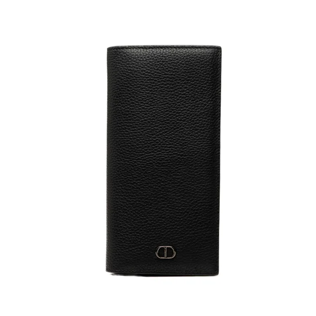 Black Dior Grained Calfskin CD Icon Long Bifold Wallet in Black Caviar leather from Designer Revival