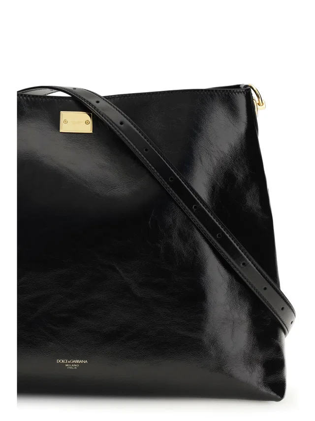 Dolce & Gabbana Vittoria Shoulder Bag — Black Calf Leather in Black Calfskin from HEWI