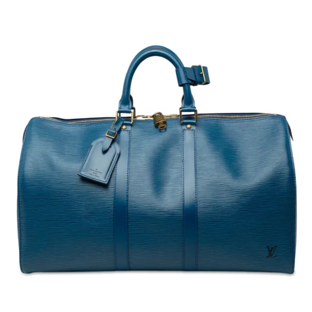 Blue Louis Vuitton Epi Keepall 45 Travel Bag in Blue Leather from Designer Revival