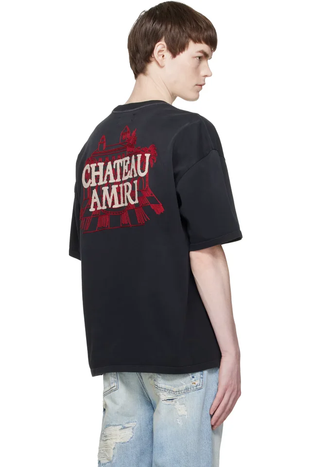 Black 'Chateau Amiri' Oversized T-shirt, photo 3 of 4 from SSENSE