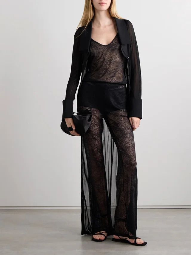 SKIN Logan recycled-lace straight-leg pants in Black, photo 2 of 2 from NET-A-PORTER (Canada)