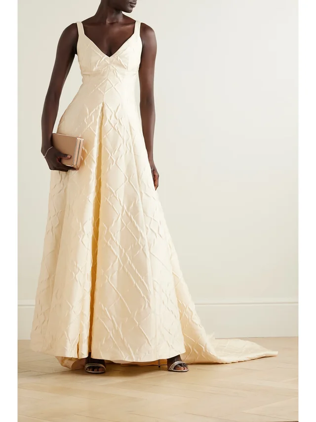 EMILIA WICKSTEAD Merise pleated cloqué gown in Beige, photo 2 of 2 from NET-A-PORTER (Canada)
