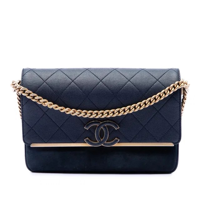 Blue Chanel CC Stitched Caviar and Suede Lady Coco Flap Shoulder Bag in Blue Caviar leather from Designer Revival