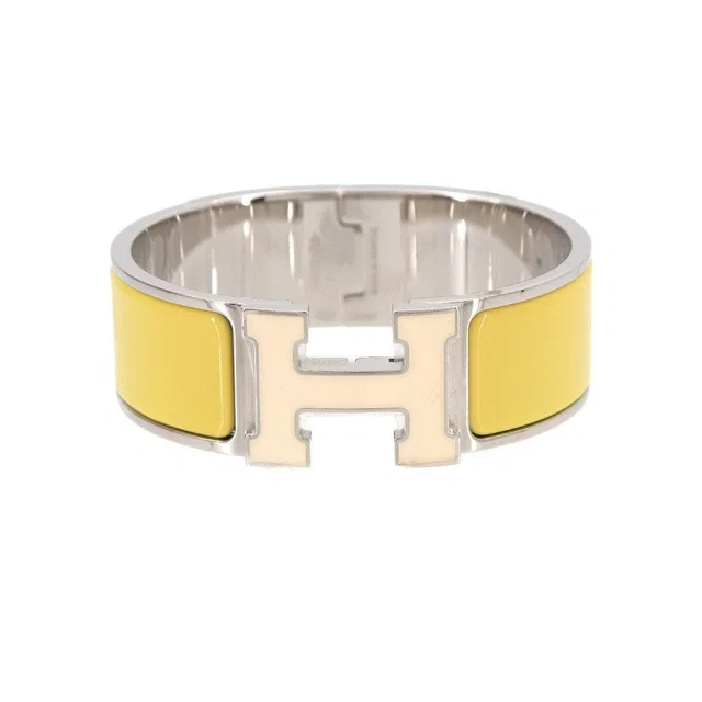 Hermès Clic Clac H PM Bangle White Jaune citron Silver Accessory 90325473 in White from Luxury Promise