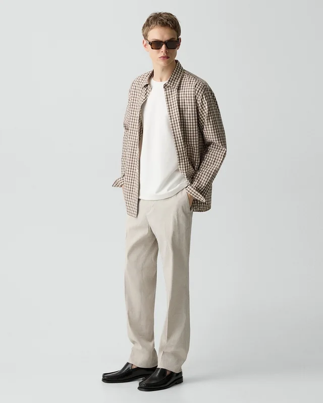 Theory Standard Pant in Good Linen in SILVER CLOUD 62% Linen, 36% Viscose, 2% Elastane, photo 9 of 12 from Theory