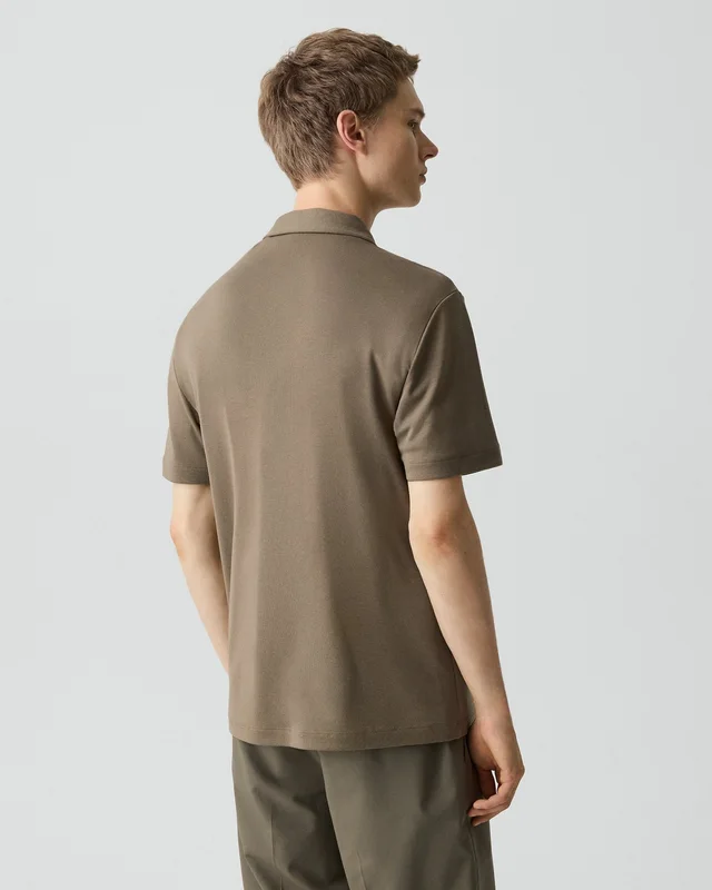 Theory Bron Polo Shirt in Anemone Modal Jersey in MOREL 67% Modal, 30% Polyester, 3% Spandex, photo 3 of 12 from Theory