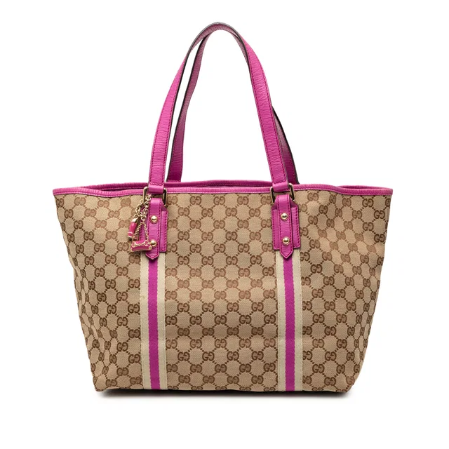 Brown Gucci Large GG Canvas Jolicoeur Tote in Brown Canvas from Designer Revival