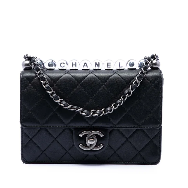 Black Chanel Medium Quilted Goatskin Chic Pearls Flap Crossbody Bag in Black Goatskin from Designer Revival, photo 1 of 1
