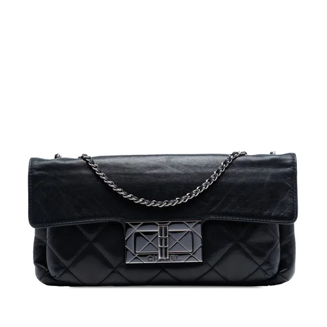 Black Chanel Quilted Lambskin Giant Mademoiselle Turnlock Shoulder Bag in Black Lambskin from Designer Revival