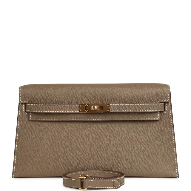 Hermès Kelly Elan Etoupe Epsom Gold Hardware in Taupe Epsom leather from Madison Avenue Couture