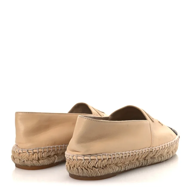 Chanel CC Espadrilles 37 Beige Black in Black Lambskin from FASHIONPHILE, photo 5 of 15