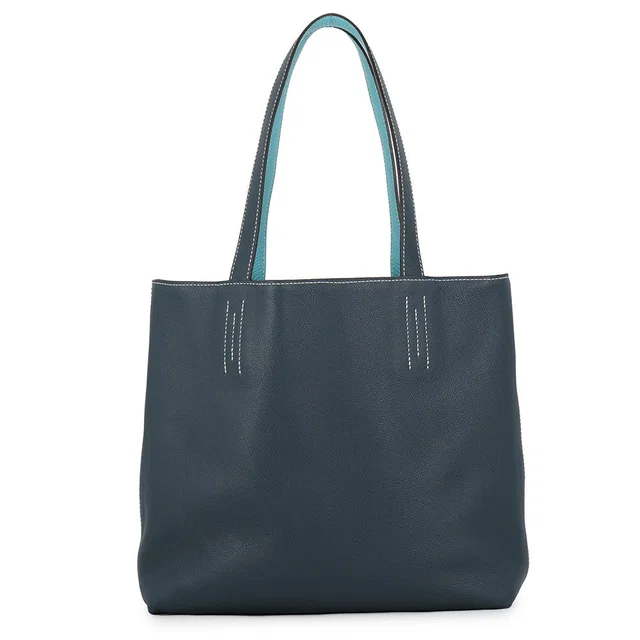 Hermès Double sense Blue Atoll/Colvert Taurillon Clemence Swift Leather Size 28 in Blue Clemence leather from GALLERY RARE