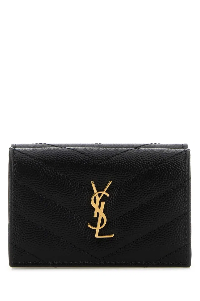 Saint Laurent Quilted Leather Wallet — Black in Black Leather from HEWI