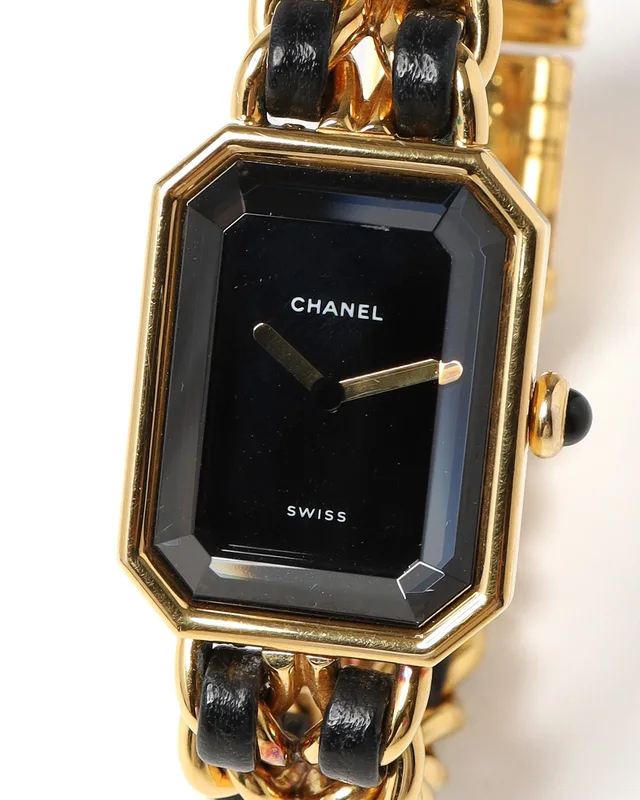 Chanel Première 20mm Gold-Plated Black Dial Quartz Watch in Black Leather from A Retro Tale, photo 2 of 8