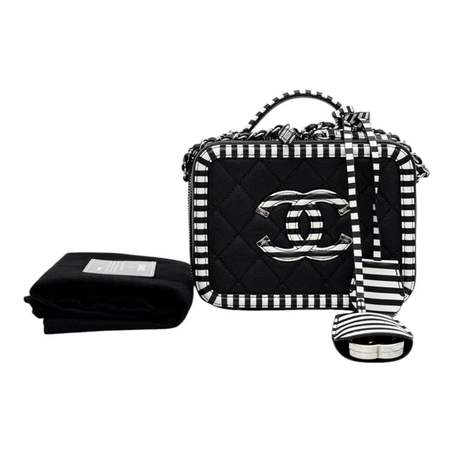 Chanel Black with Black and White Trim Vanity Box Bag in Black from Luxury Promise