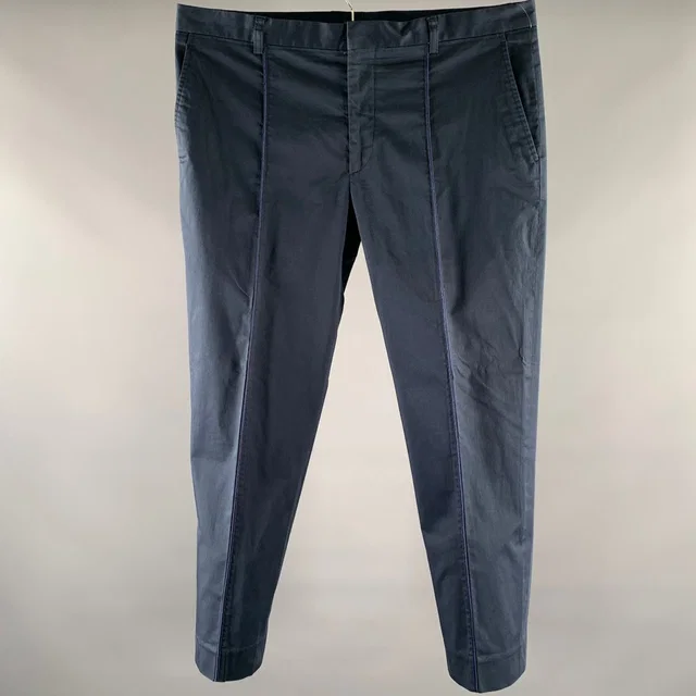 Etro Size 38 Navy Cotton Blend Pintuck Casual Pants in blue from Poshmark