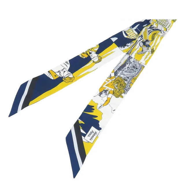 Hermès Twilly 13 Marine Gold Blanc Silk Wow Scarf in White Silk from The Reluxe